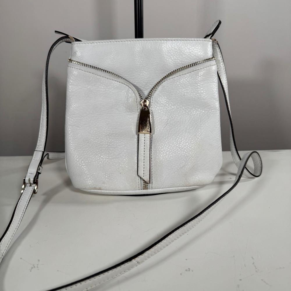 B. Makowsky Crossbody White Leather Small Purse Designer Bag